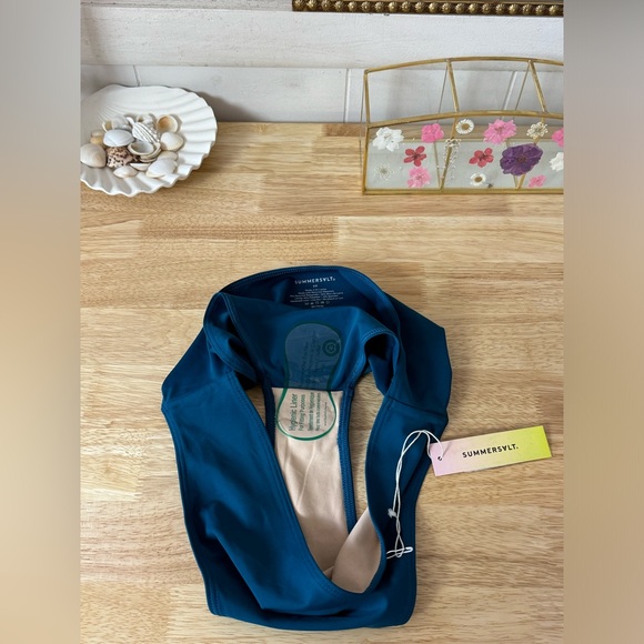 NWT Summersalt The High Leg Mid Rise Bikini Bottom In Blue Size 10 Beach Summer - Picture 8 of 11